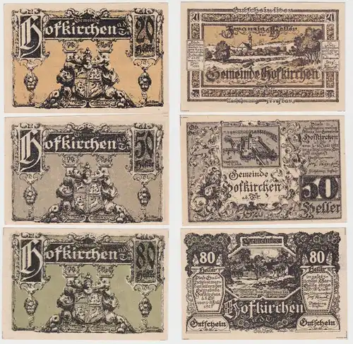 20, 50 und 80 Heller Banknote Hofkirchen a.d. Trattnach (136981)