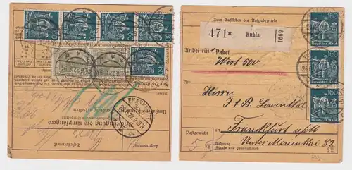 95944 Paketkarte Ruhla nach Frankfurt Michel 170 Tarquadrat 471 Ruhla 1922