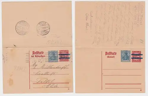 81407 DR Ganzsachen Postkarte P134I/02 nach Chile 1921