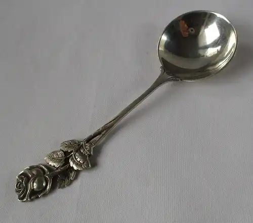 800er Silber Hildesheimer Rose Sahnelöffel Länge 12,5 cm Jugendstil (100160)