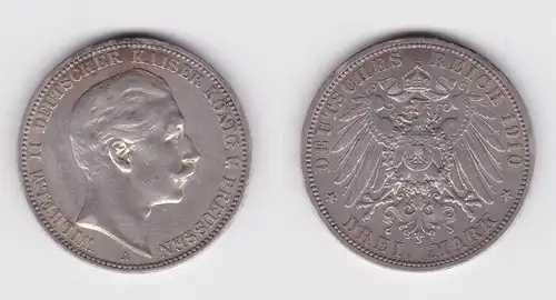 3 Mark Silbermünze Preussen Kaiser Wilhelm II 1910 A Jäger 103 f.vz (102004)