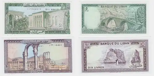 5 & 10 Livres Banknoten Libanon Liban bankfrisch UNC (155776)