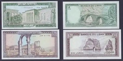 5 & 10 Livres Banknoten Libanon Liban bankfrisch UNC (154377)