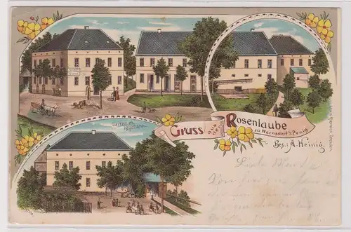 97362 Ak Lithographie Gruß aus der Rosenlaube zu Wernsdorf bei Penig 1900