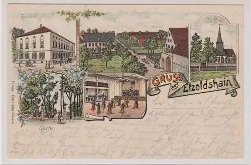 24216 Ak Lithographie Gruß aus Etzoldshain Gasthof usw. 1901