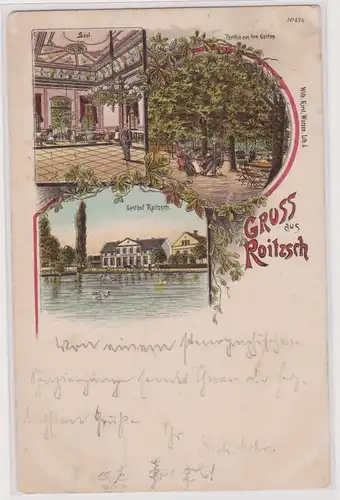 99916 Ak Lithographie Gruß aus Roitzsch bei Wurzen Gasthof usw. 1897