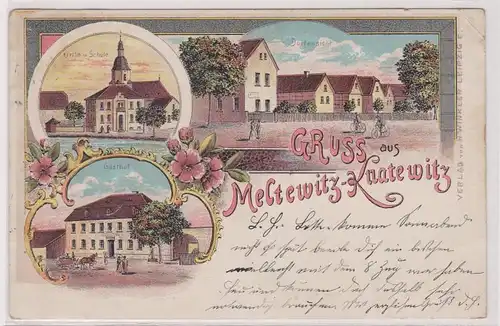 99921 Ak Lithographie Gruß aus Meltewitz-Knatewitz Gasthof usw. 1902