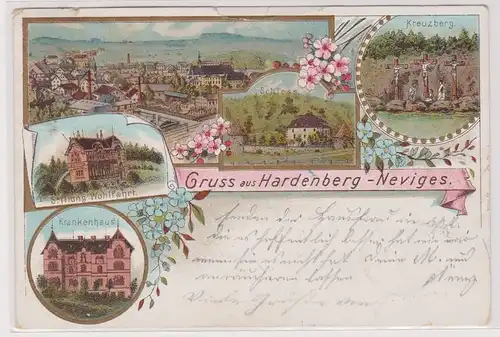 99858 Ak Lithographie Gruß aus Hardenberg-Neviges Krankenhaus usw. 1898