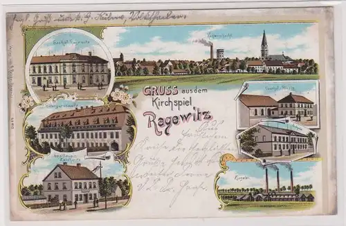 99915 Ak Lithographie Gruß aus Ragewitz, Gasthof, Ziegelei usw. 1903