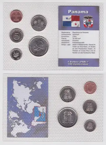 Kursmünzsatz KMS 5 Münzen Panama Stgl. im Blister (115543)