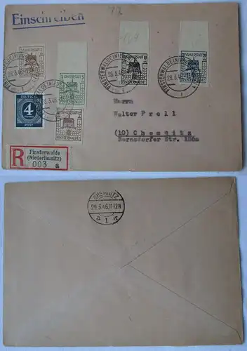 97258 Lokalausgaben Finsterwalde Einschreibebrief 1946 Mi 1+3+6+8+11 Wert 35 EUR