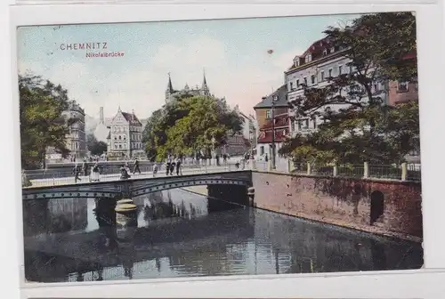 904597 Ak Chemnitz Nicolaibrücke  1910