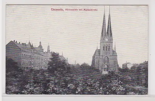 905367 Ak Chemnitz Körnerplatz mit Markuskirche um 1920