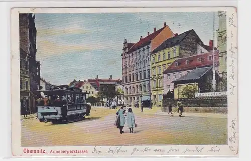 904586 Ak Chemnitz Annabergerstraße mit Straßenbahn 1906