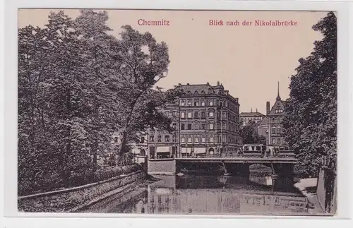 904724 Ak Chemnitz Blick nach der Nicolaibrücke 1907
