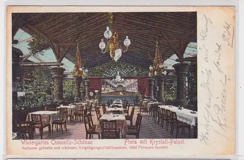 905134 Ak Wintergarten Chemnitz Schönau Flora mit Krystall Palast 1905