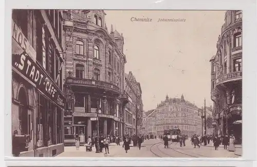 904894 Feldpost Ak Chemnitz - Johannisplatz mit Stadt-Café 1916