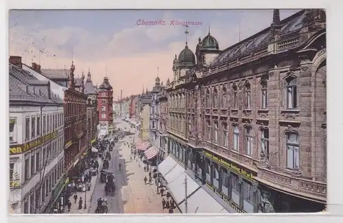 904764 Ak Chemnitz Königstrasse mit Geschäften 1913