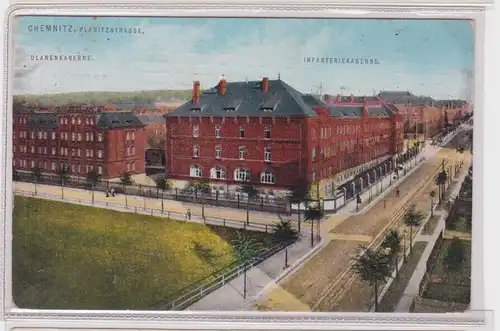 905117 Ak Chemnitz - Planitzstraße, Ulanenkaserne und Infanteriekaserne 1909