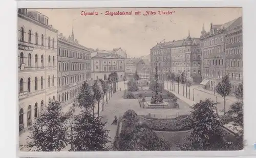 904771 Feldpost Ak Chemnitz Siegesdenkmal mit "Altes Theater" 1914