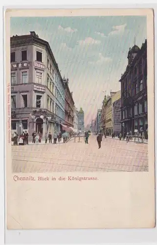 904409 Ak Chemnitz Blick in die Königstraße mit Geschäften um 1910
