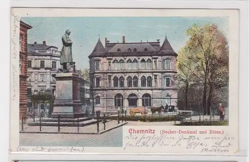 905004 Ak Chemnitz - Becker-Denkmal und Börse 1904