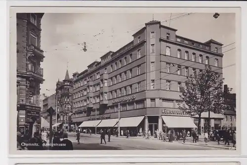 905376 Ak Chemnitz Königstrasse mit Geschäften 1931