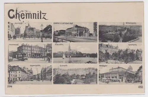 905387 Mehrbild  Ak Chemnitz Kaserne, Bahnhof, Markthalle usw. 1907