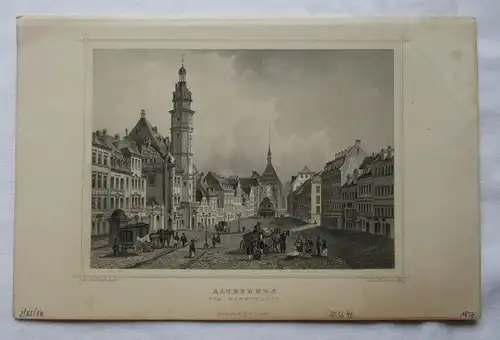 Stahlstich L. Rohbock delt G.M. Kurz "Altenburg der Marktplatz" 1857 (165257)