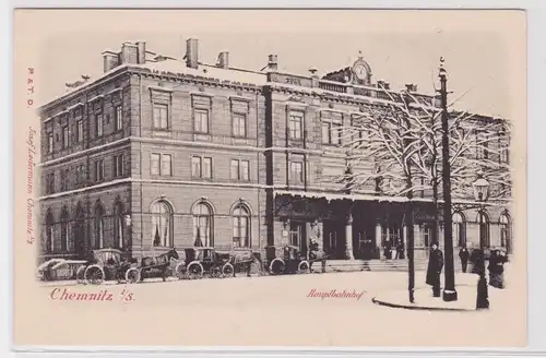905278 Ak Chemnitz i. Sa. Hauptbahnhof im Winter um 1900