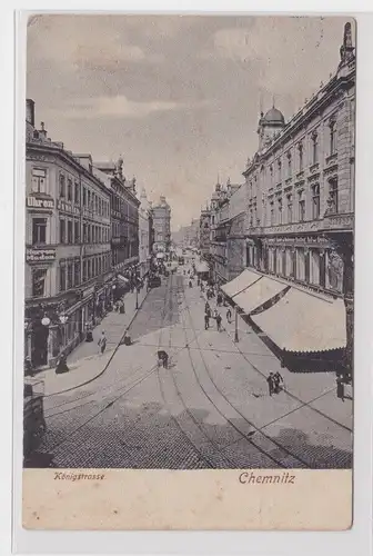 904830 Ak Chemnitz Königstrasse mit Geschäften 1909