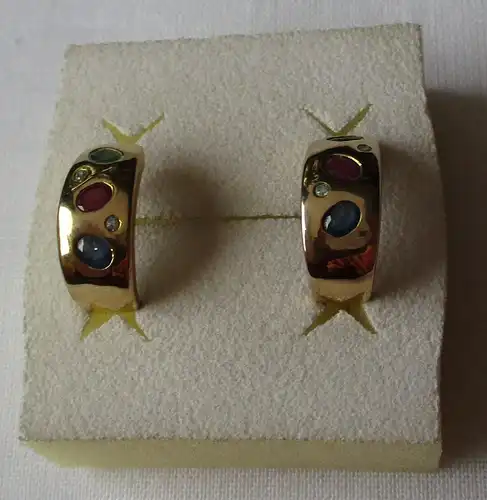 hochwertige 333er Gold Ohrringe Ohrstecker mit farbigen Edelsteinen (165270)