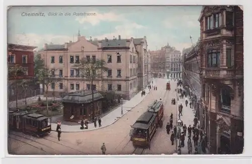 905879 Ak Chemnitz - Blick in die Poststraße 1908