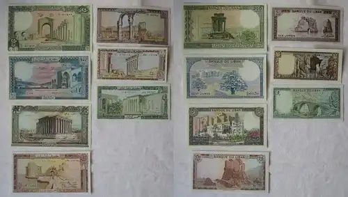 1 bis 250 Livres 7 Banknoten Banque du Liban Libanon P 69 bis 67 (165780)