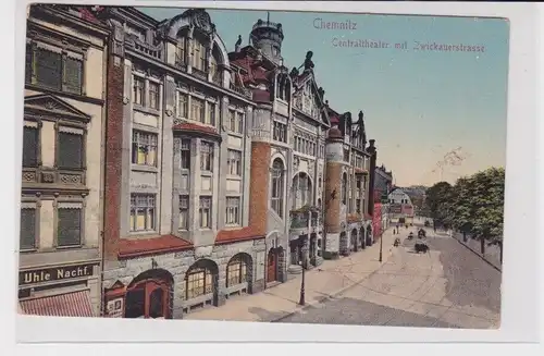 906329 Feldpost Ak Chemnitz Centraltheater mit Zwickauerstrasse 1916
