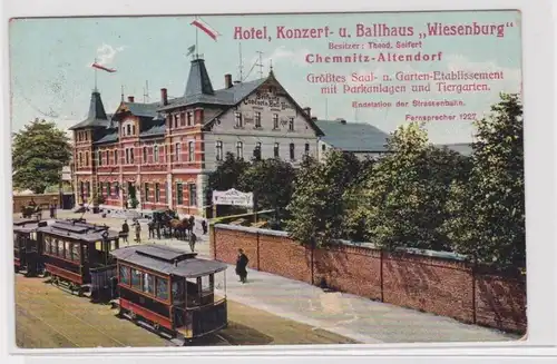 905740 Ak Hotel, Konzert- und Ballhaus "Wiesenburg" Chemnitz-Altendorf 1908