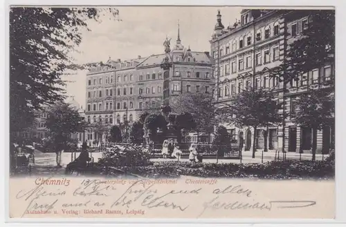 906019 Ak Chemnitz - Theaterplatz, Siegesdenkmal und Theatercaffé 1902