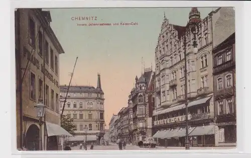 906198 Ak Chemnitz innere Johannisstraße und Kaiser Café 1907