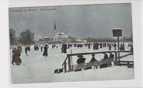 906337 Ak Chemnitz im Winter zugefrorener Schloßteich 1911
