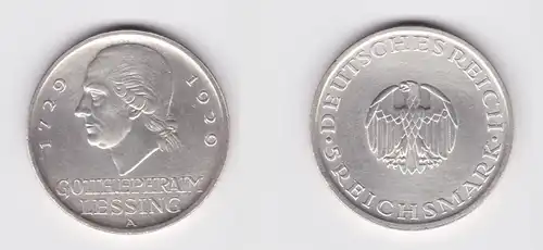5 Mark Silber Münze Gotthold Ephraim Lessing 1929 A vz (165540)