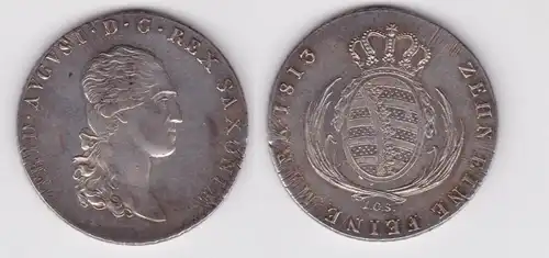 1 Konventionstaler Silber Münze Sachsen 1813 IGS vz (165250)