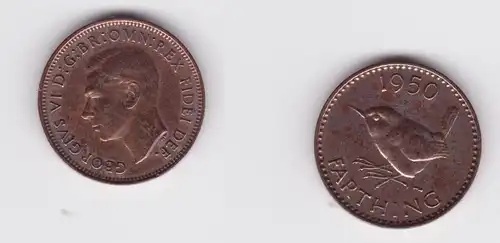 1 Farthing Kupfer Münze Großbritannien 1950 ss+ (165718)