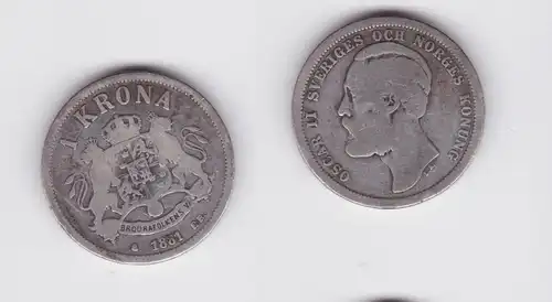 1 Krone Silber Münze Schweden 1881 s (165595)