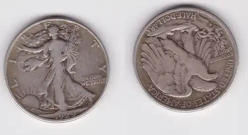 1/2 Dollar Silber Münze USA 1929 f.ss (165598)