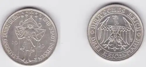 Silber Münze 3 Mark 1000 Jahre Stadt Meißen 1929 E vz (165482)