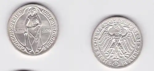 3 Mark Silbermünze Gründungsfeier Naumburg 1928 A Jäger 333 vz (165309)