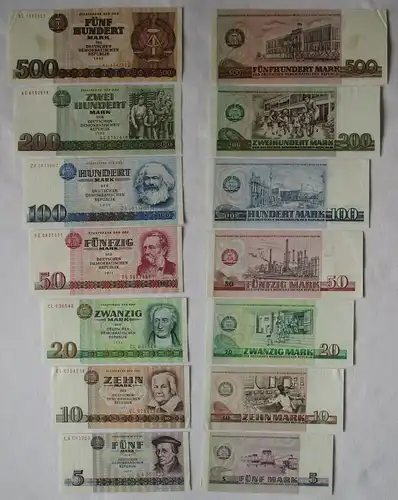 Banknoten 5 bis 500 Mark DDR 1971-1985 meist kassenfrisch UNC (163429)