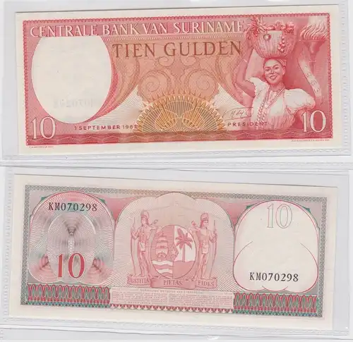 10 Gulden Banknote Suriname 1963 Pick 121 bankfrisch UNC (153618)
