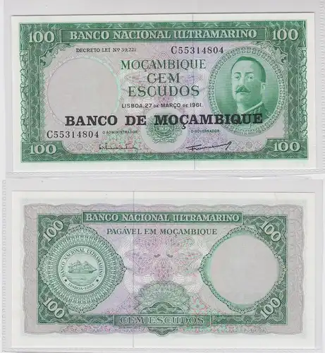 100 Escudos Banknote Mosambik Moçambique 1961 bankfrisch UNC Pick 117 (165715)
