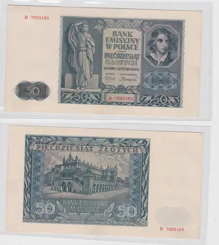50 Zloty Banknote Polen Krakow Krakau 1941 P 96 (165541)